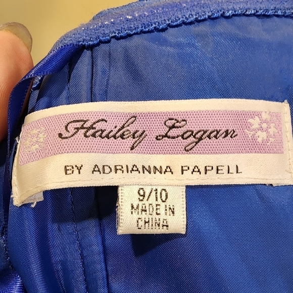 Hailey Logan Adrianna Papell navy blue sparkle long evening dress strapless 9/10 - Picture 15 of 16